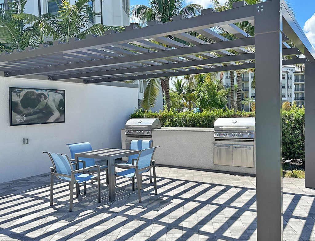 Outdoor lounge and grill station