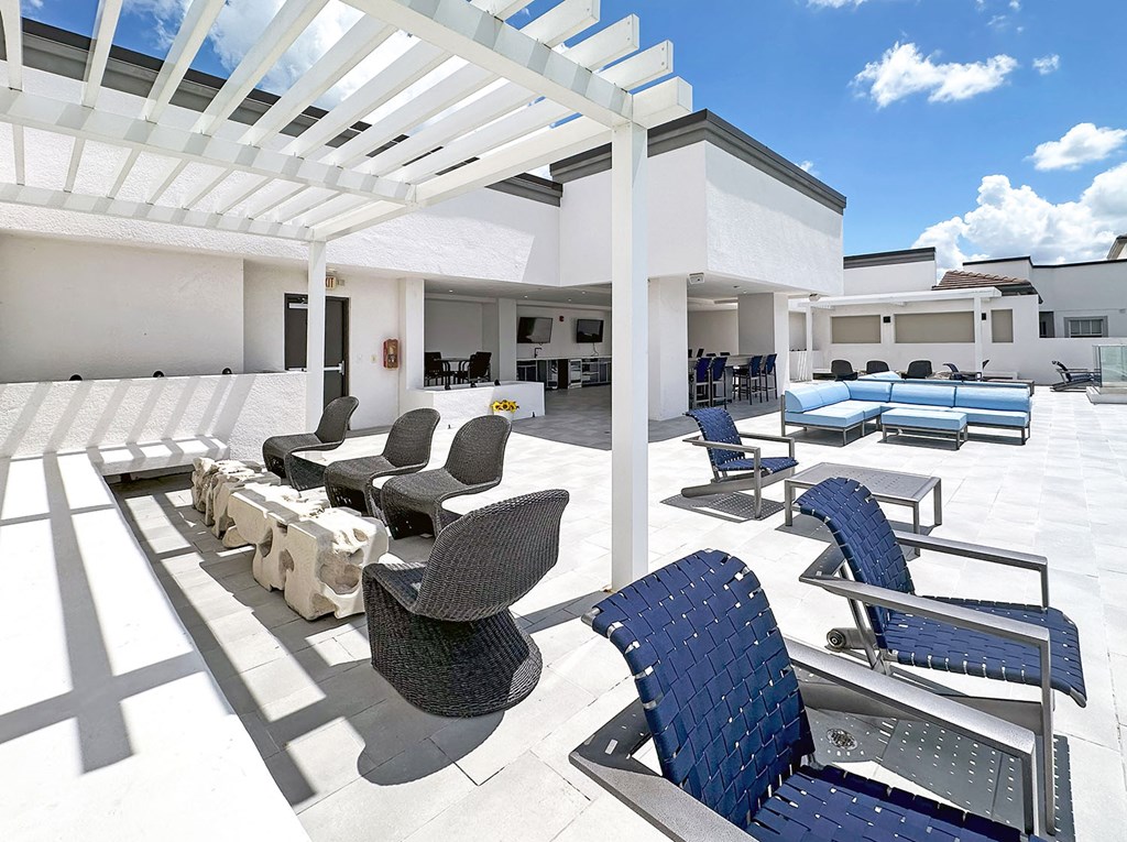 Partially shaded rooftop terrace