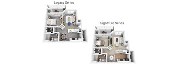 Two floor plans for Legacy and Signature series.