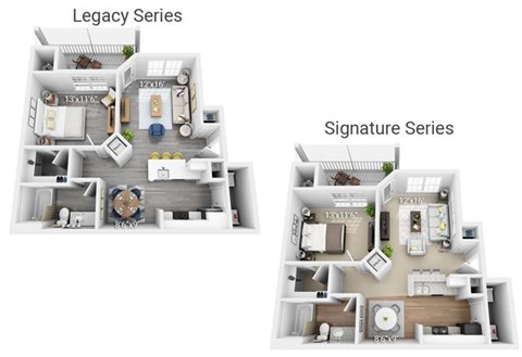 Two floor plans for Legacy and Signature series.