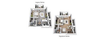 Two floor plans for Legacy and Signature series.
