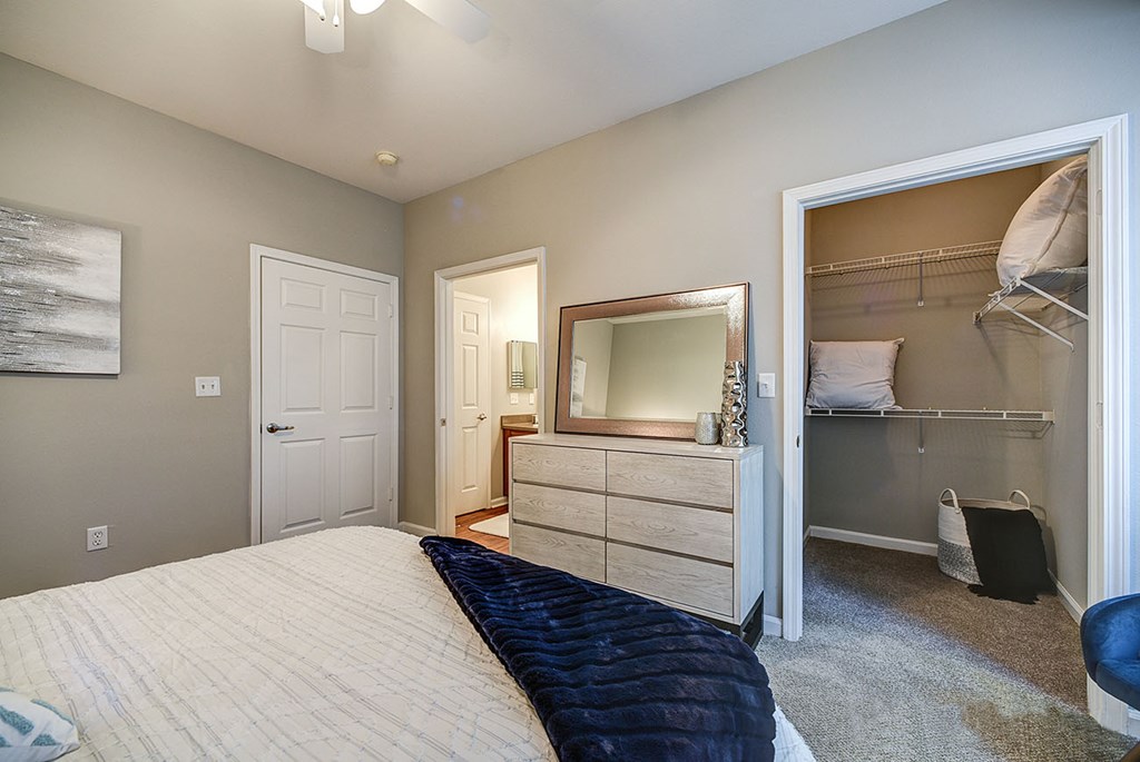 Walk-in closets with shelving