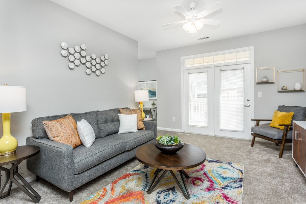 Large living areas with ceiling fan