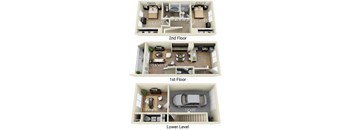 A diagram shows the layout of a two-story house with a garage.