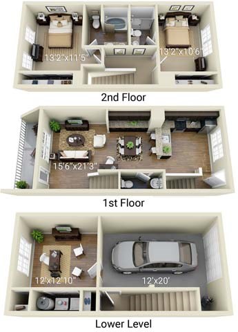 A diagram shows the layout of a two-story house with a garage.
