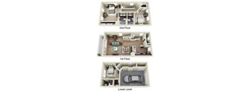 A diagram shows the layout of a two-story house with a garage underneath.