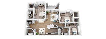 A floor plan of a house with labeled dimensions.