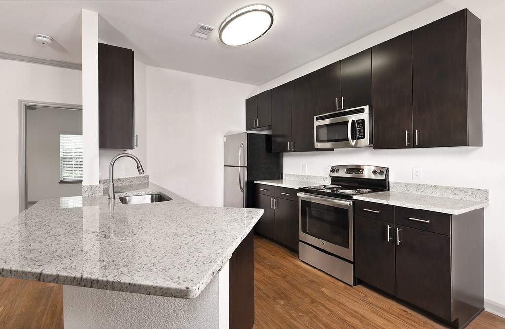 42” espresso finish designer cabinetry with brushed nickel hardware