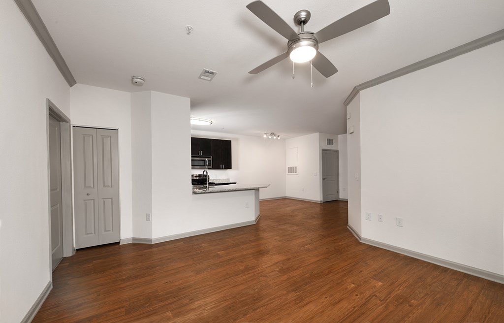 Wood-inspired flooring throughout