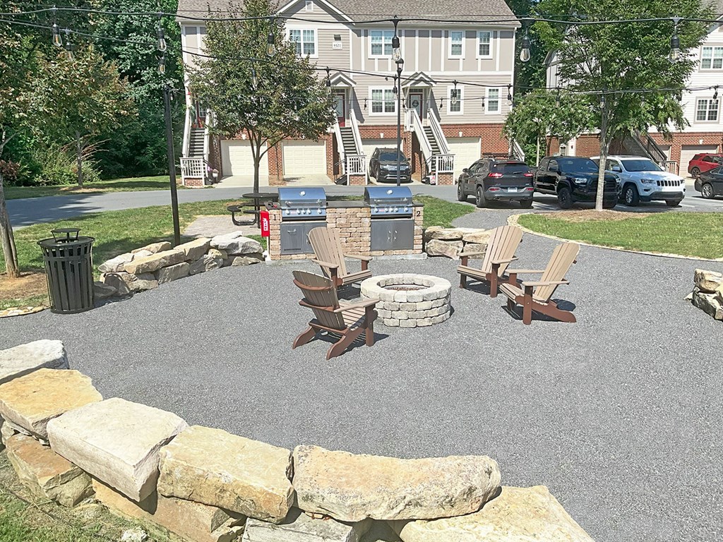 Outdoor entertaining area with gas firepit and grilling area