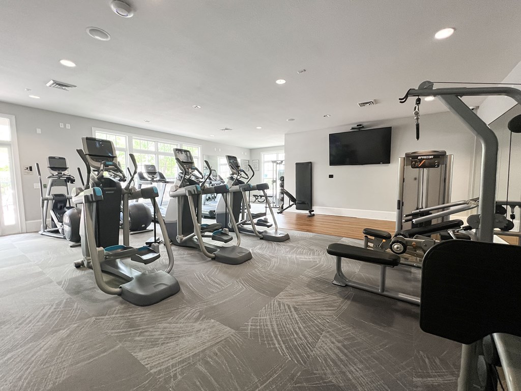 Professional fitness and weight training studio with Precor equipment