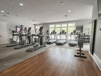Professional fitness and weight training studio with Precor equipment