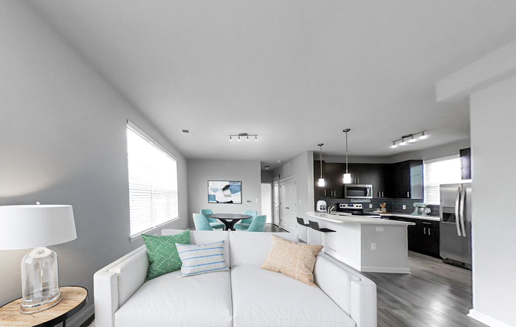 Stainless steel appliances in open concept kitchens