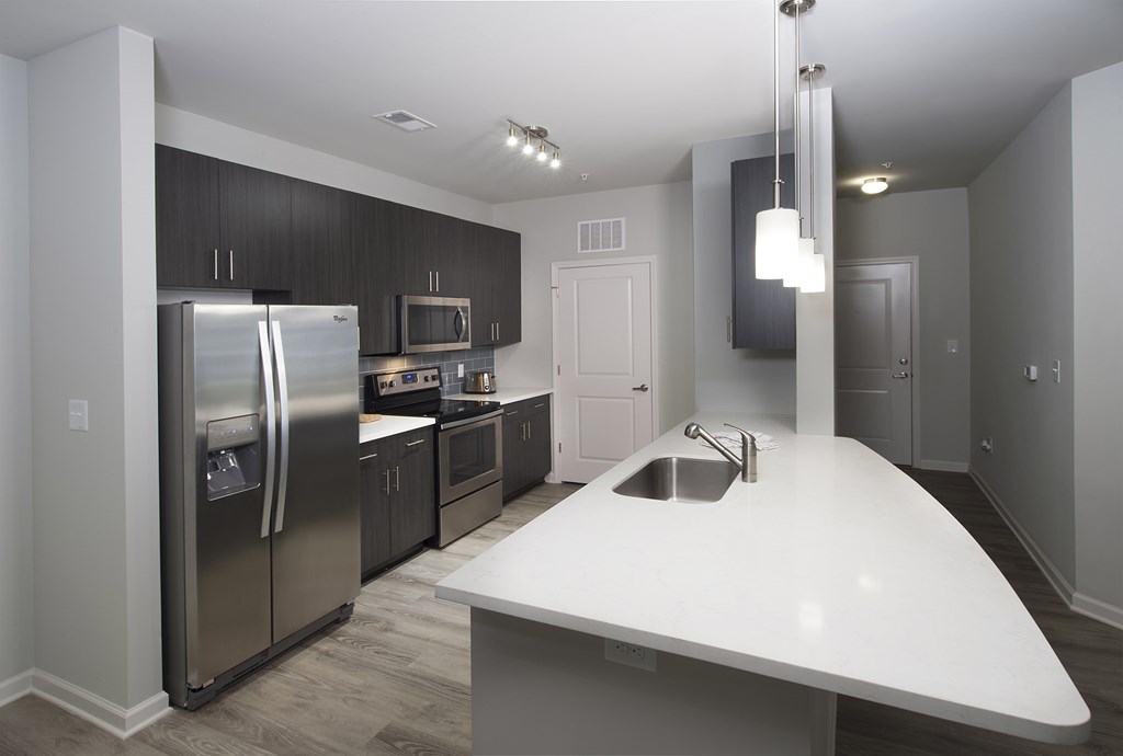 Quartz countertops and stainless steel appliances