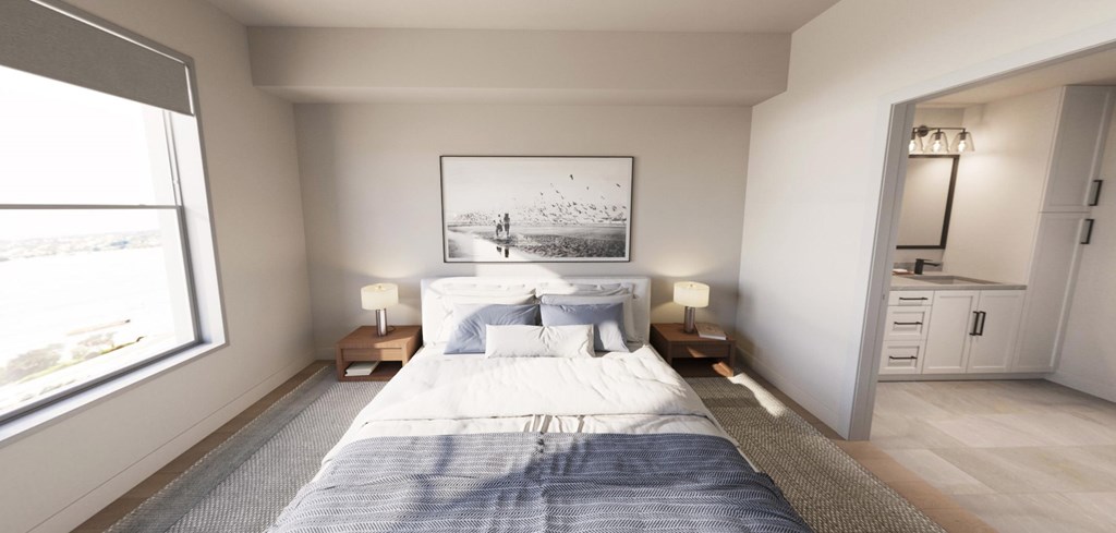 Bedrooms with hardwood-inspired flooring