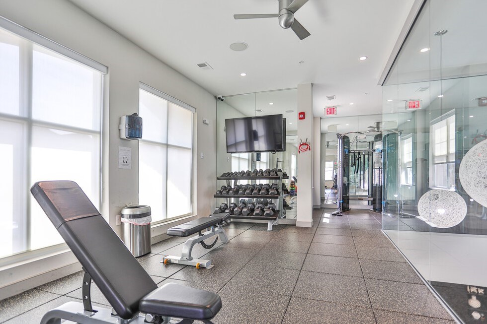 Fitness center with free weights