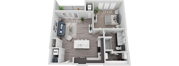 A 17x12 inch living room with a couch, chair, and television.