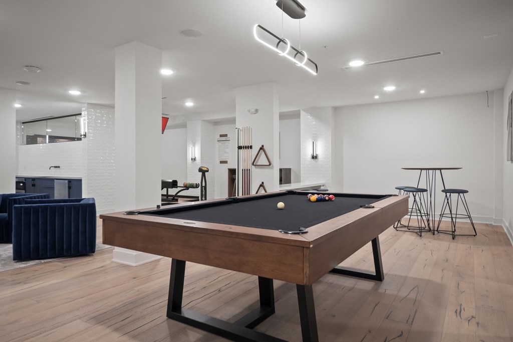 Pool table in game room