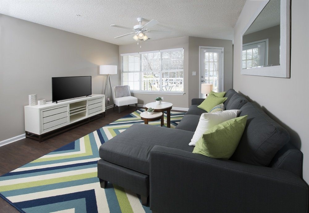 Spacious living rooms with ceiling fans (Signature)