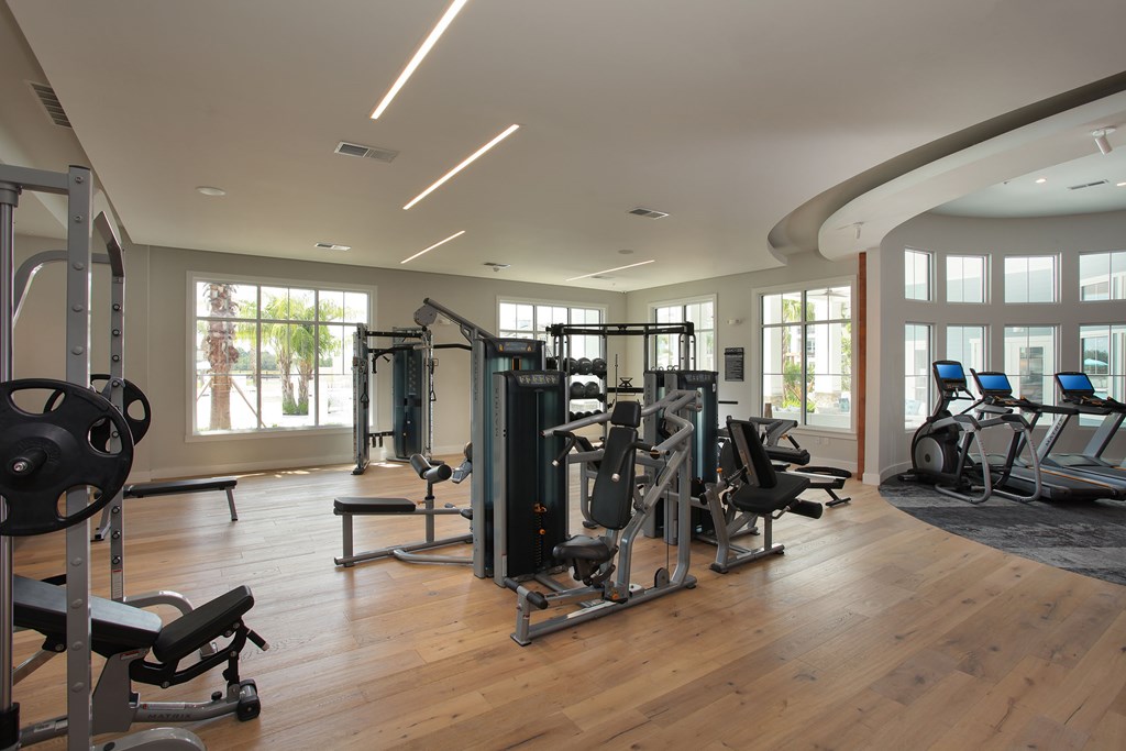 Fitness center with cardio and weight machines