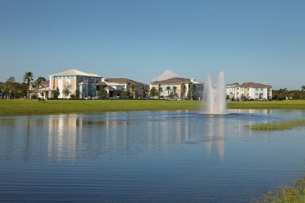 Scenic pond at Legacy Union Square Apartments