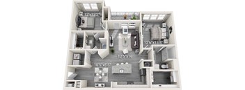 A 10'5"x8'5" living space with a kitchen, dining area, and a bathroom.