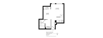 A black and white image of a floor plan for a apartment.