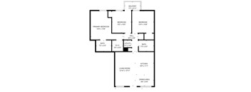 A black and white image of a floor plan for a house.