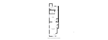A floor plan of a house with a living room, dining area, kitchen, and bathroom.