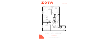 A floor plan for a Vanguard apartment shows two bedrooms, two bathrooms, and a living area.