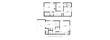 A floor plan of a two-story home with dimensions and square footage indicated.