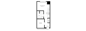A black and white image of a floor plan for a balcony in select units.