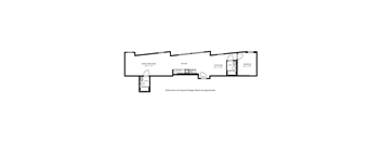 A floor plan of a house with a living room, kitchen, and bathroom.