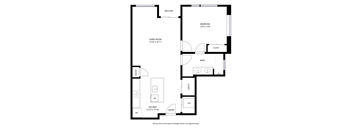 A black and white floor plan of a house with a balcony, bedroom, living room, bathroom, kitchen, pantry, and closet.