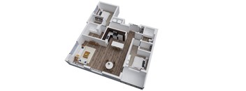 A top-down view of a house with a central courtyard and surrounding rooms.