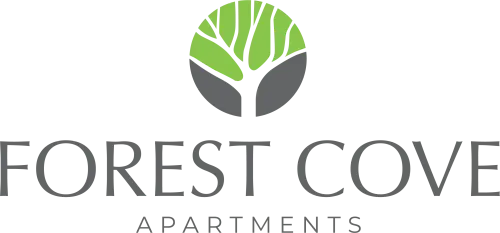 The image is a logo for Forest Cove Apartments.