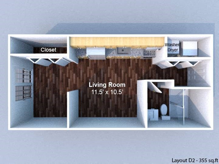 A layout of a living room measuring 11.5 x 10.5 feet.