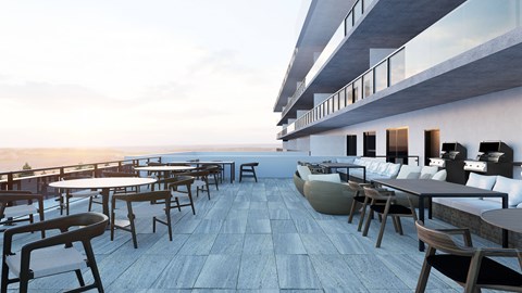 Spacious rooftop Patio With Sitting Arrangements with BBQ at Damask, Windsor, ON, Ontario  
