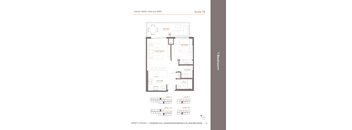 A floor plan for a 1 bedroom apartment in the interior of a building.