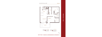 A floor plan for interior 891SF at Balcorn 1385F, Suite 2, showing a 1 Bedroom + Den.