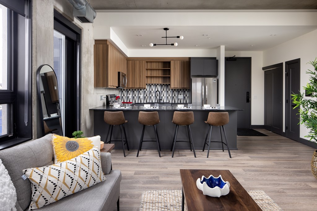 Living Room With Kitchen at Damask, Windsor Ontario