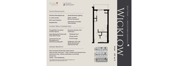 A page from a brochure advertising a studio apartment for rent.