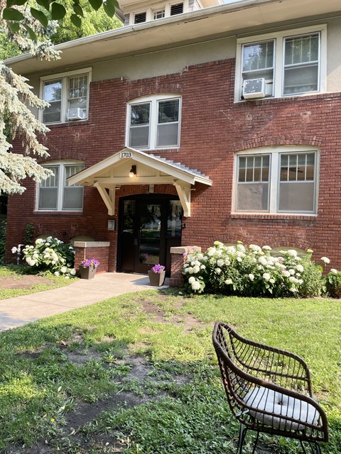 Nice curb appeal, updated electronically-controlled entrances, quiet street.