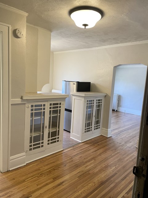 Original vintage built-in buffet cabinets.