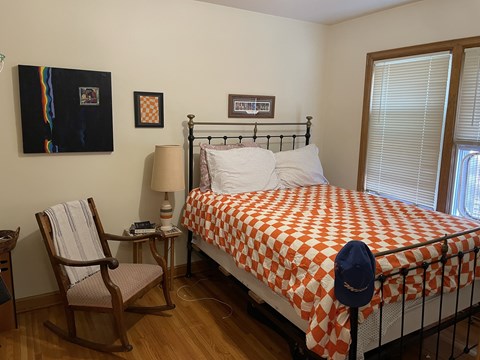 Bedroom has two closets.