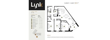 A floor plan for a Lynk model X apartment is shown.