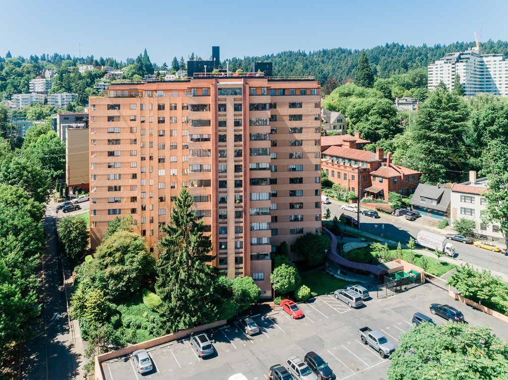 Portland Towers and parking lot