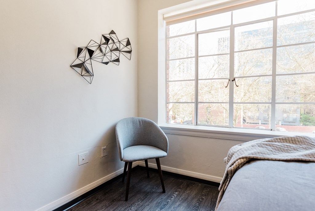 Beautiful natural light streams in from the large picture window