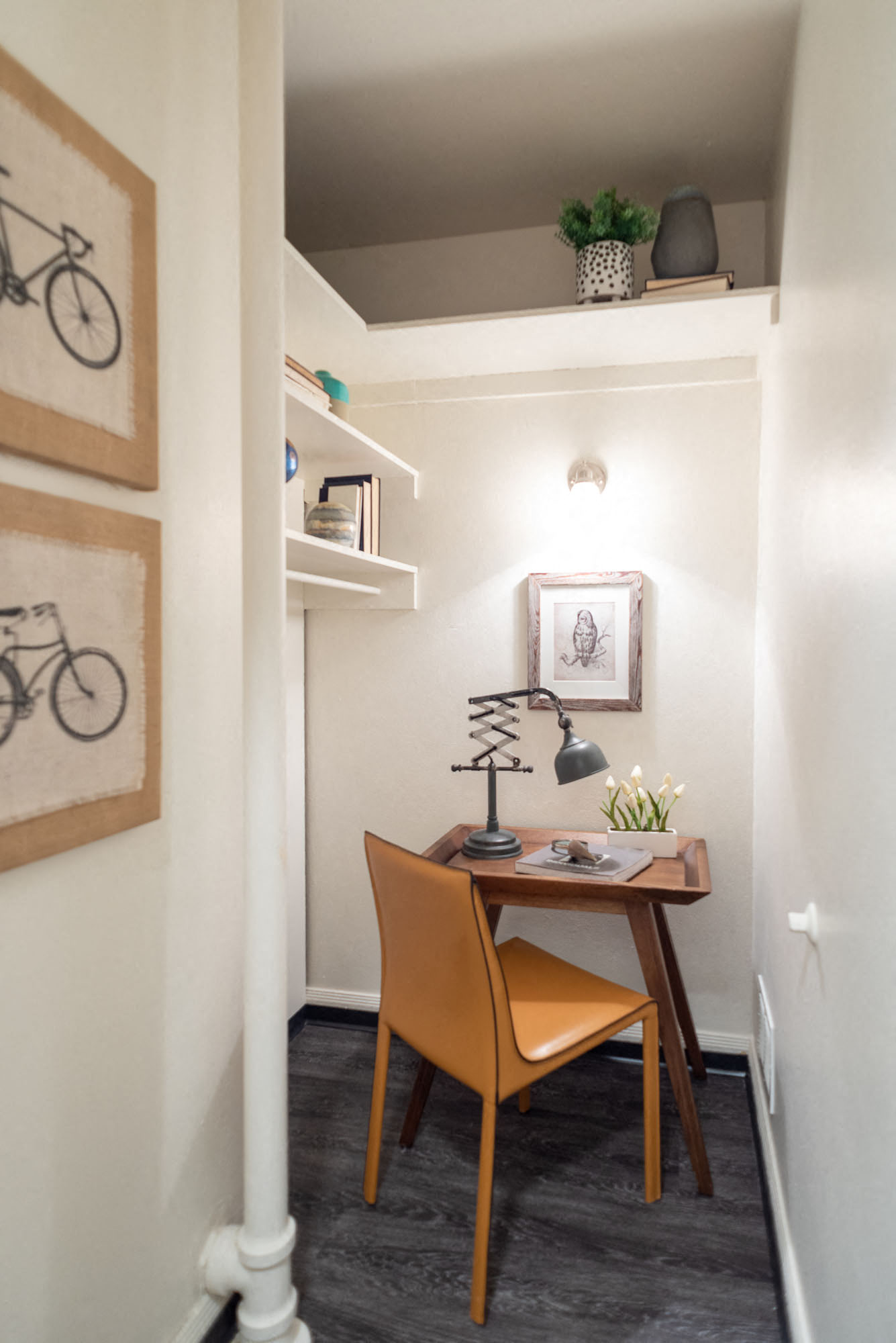 office space set in walk in closet