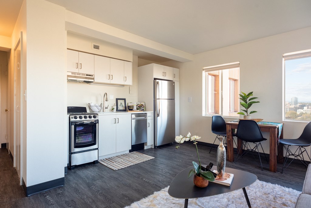 Open kitchen layout at Portland Towers